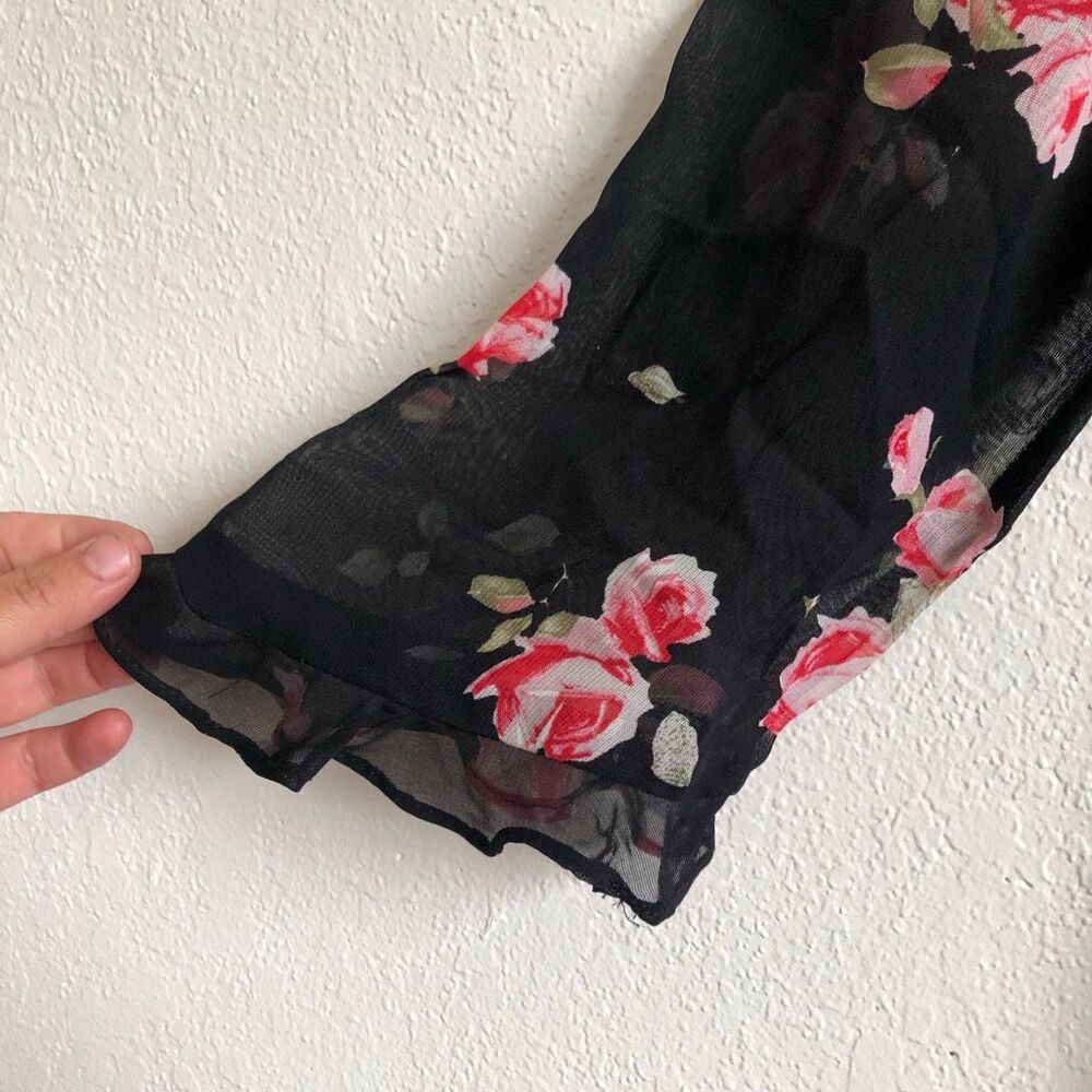 🌹 VTG 90s WHIMSIGOTH ROSE MAXI DRESS 🌹 ruffles floral 3/4 sleeve rayon vintage - Picture 5 of 8